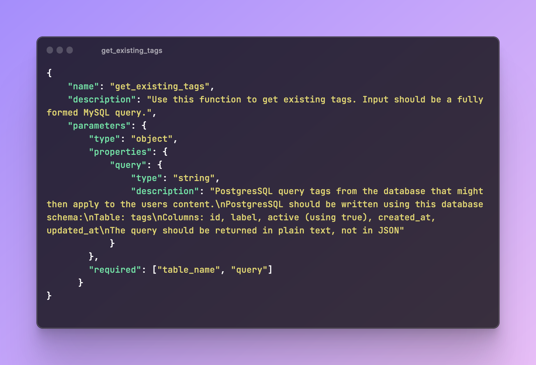 Get Existing Tags